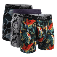 2UNDR 3 Pack - Swing Shift Boxer Brief - Great White/Rhino/Parrot