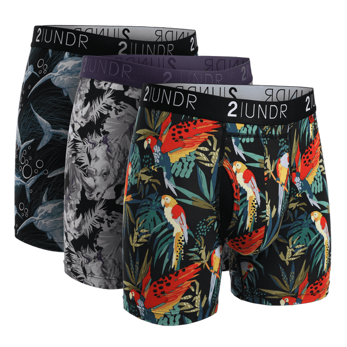 2UNDR 3 Pack - Swing Shift Boxer Brief - Great White/Rhino/Parrot