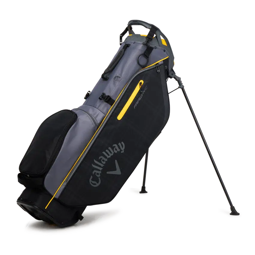Callaway Fairway C Stand Bag - Double Strap 2023 Graphite/Black Plaid/Golden Rod - SPECIAL BUY