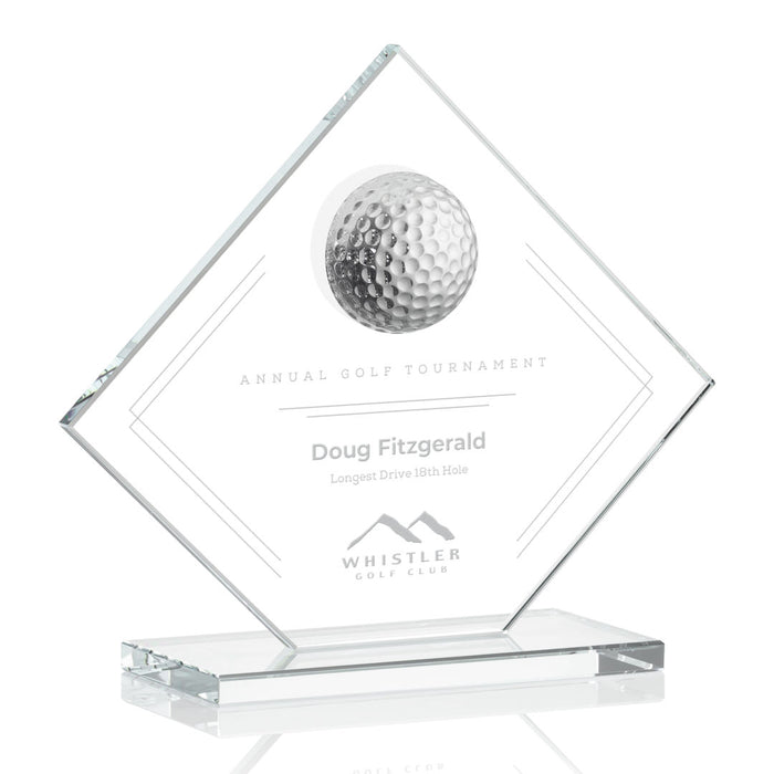 Custom Logo Diamond Crystal Glass Golf Trophy