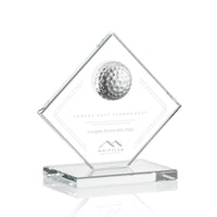 Custom Logo Diamond Crystal Glass Golf Trophy