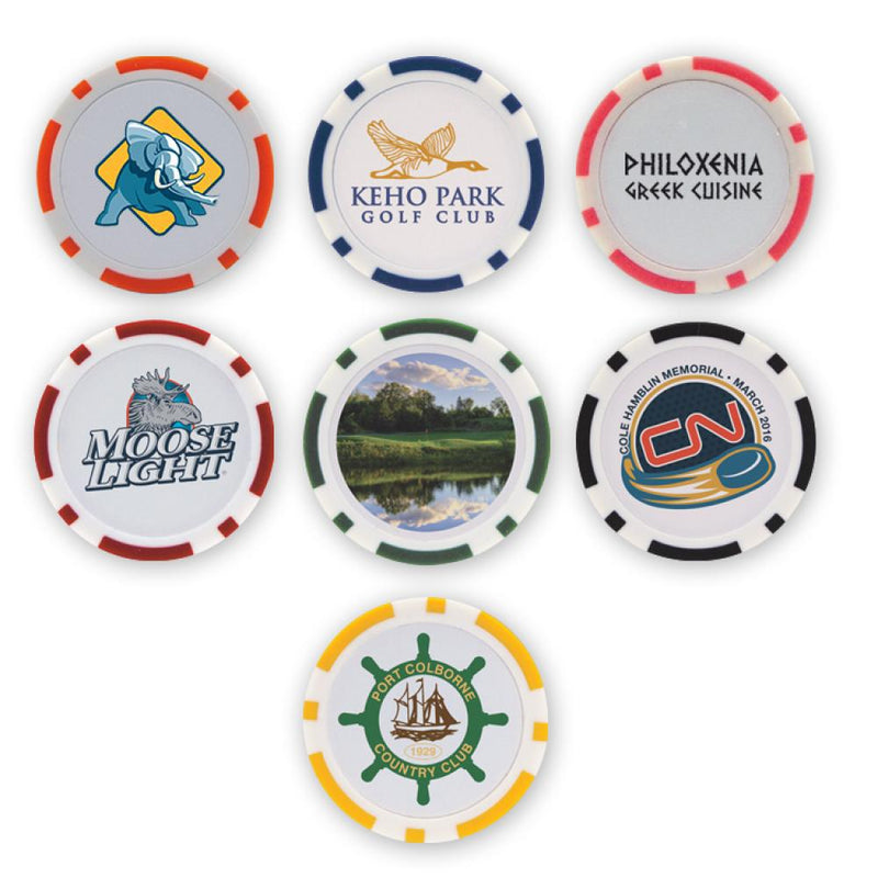Poker Chip Golf Ball Markers with your photo， logo or imprint on both  新作入荷!!