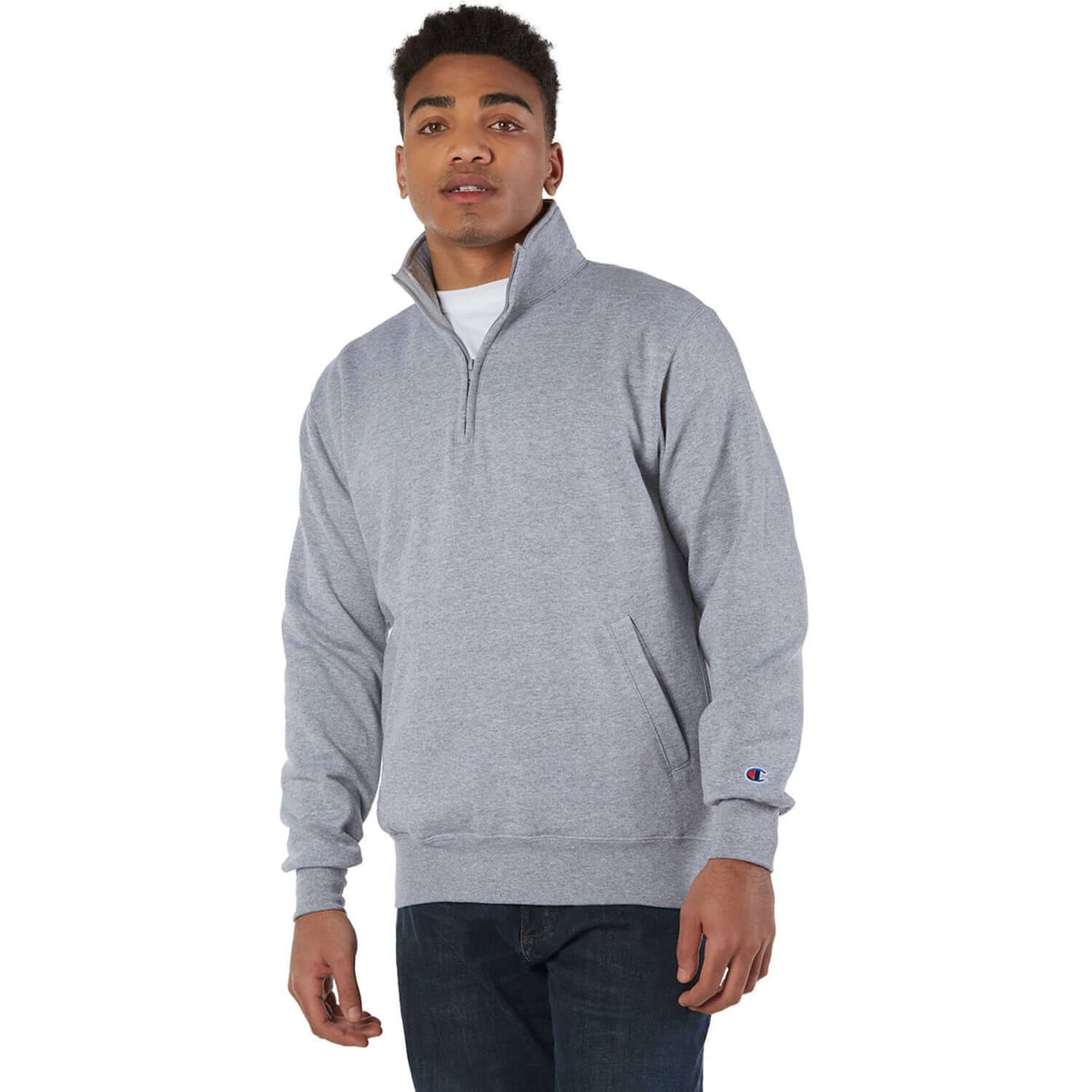 Custom Logo Champion Adult Powerblend® Quarter-Zip Pullover - Mens