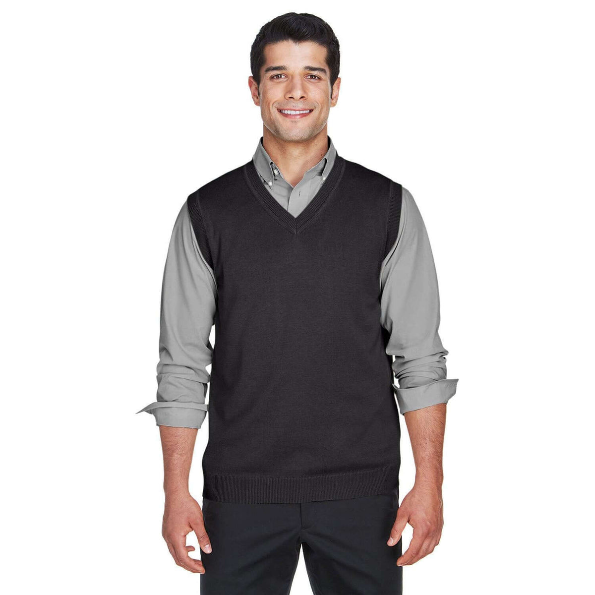 Custom Logo Devon & Jones Adult V-Neck Vest - Mens