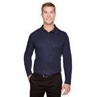 Custom Logo Devon & Jones CrownLux Performance™ Men's Plaited Long Sleeve Polo- Mens