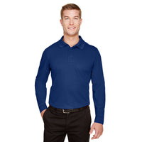 Custom Logo Devon & Jones CrownLux Performance™ Men's Plaited Long Sleeve Polo- Mens