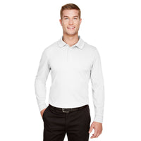 Custom Logo Devon & Jones CrownLux Performance™ Men's Plaited Long Sleeve Polo- Mens