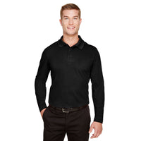 Custom Logo Devon & Jones CrownLux Performance™ Men's Plaited Long Sleeve Polo- Mens