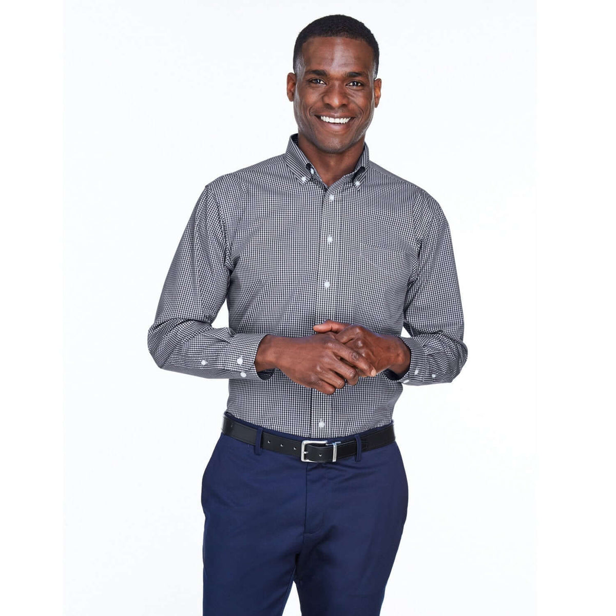 Custom Logo Devon & Jones Crown Woven Collection™ Gingham Check - Mens
