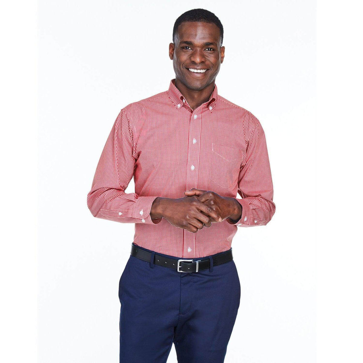 Custom Logo Devon & Jones Crown Woven Collection™ Gingham Check - Mens