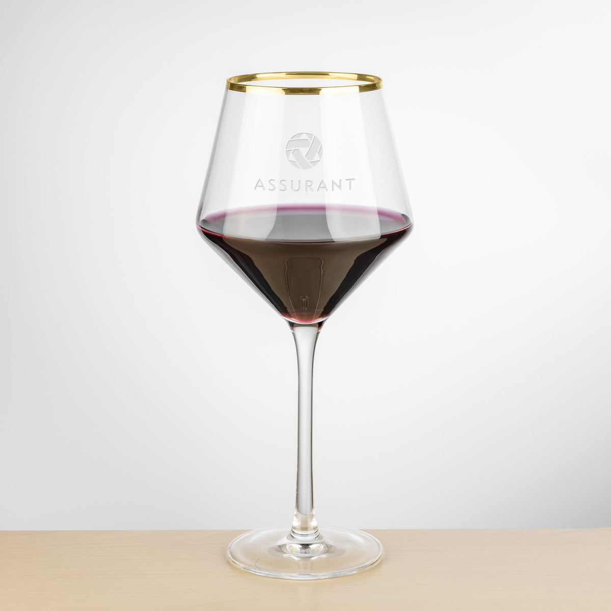 Custom Logo Tucson Gold Rim Burgundy Wine -  Deep Etch