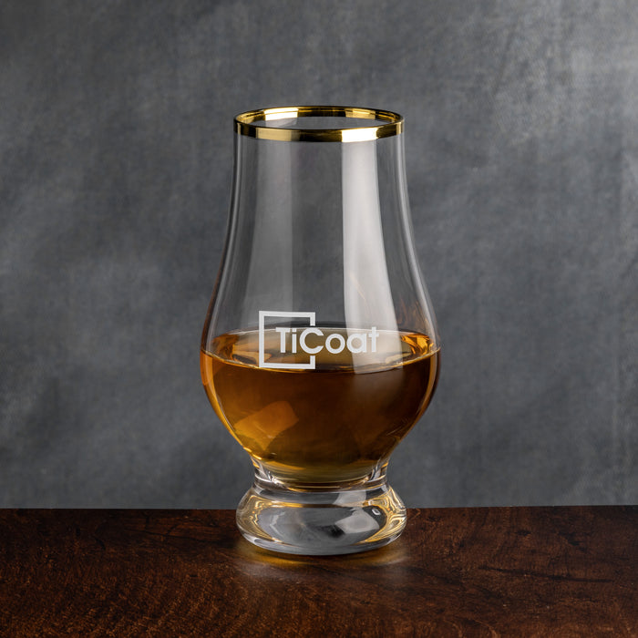 Custom Logo Lismore Gold Rim Whiskey Taster - Deep Etch