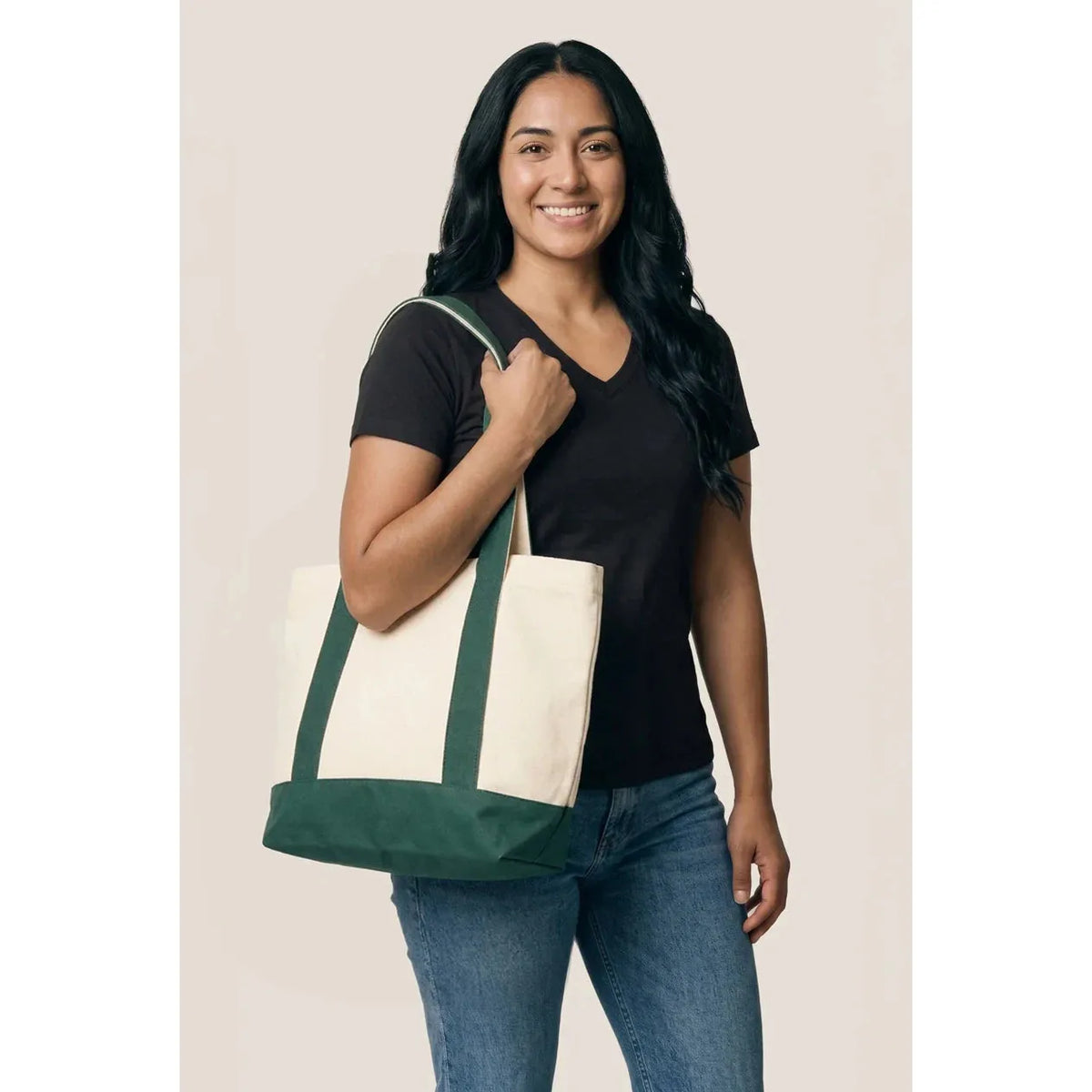 Custom Logo Initial Two-tone Tote Bag