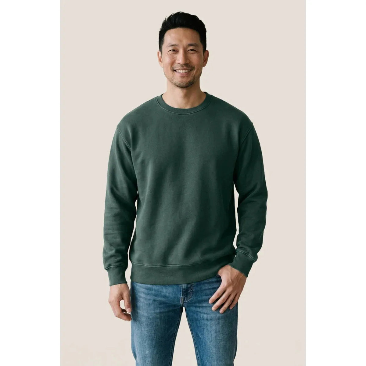 Custom Logo Initial Vintage Wash Crewneck Sweatshirt