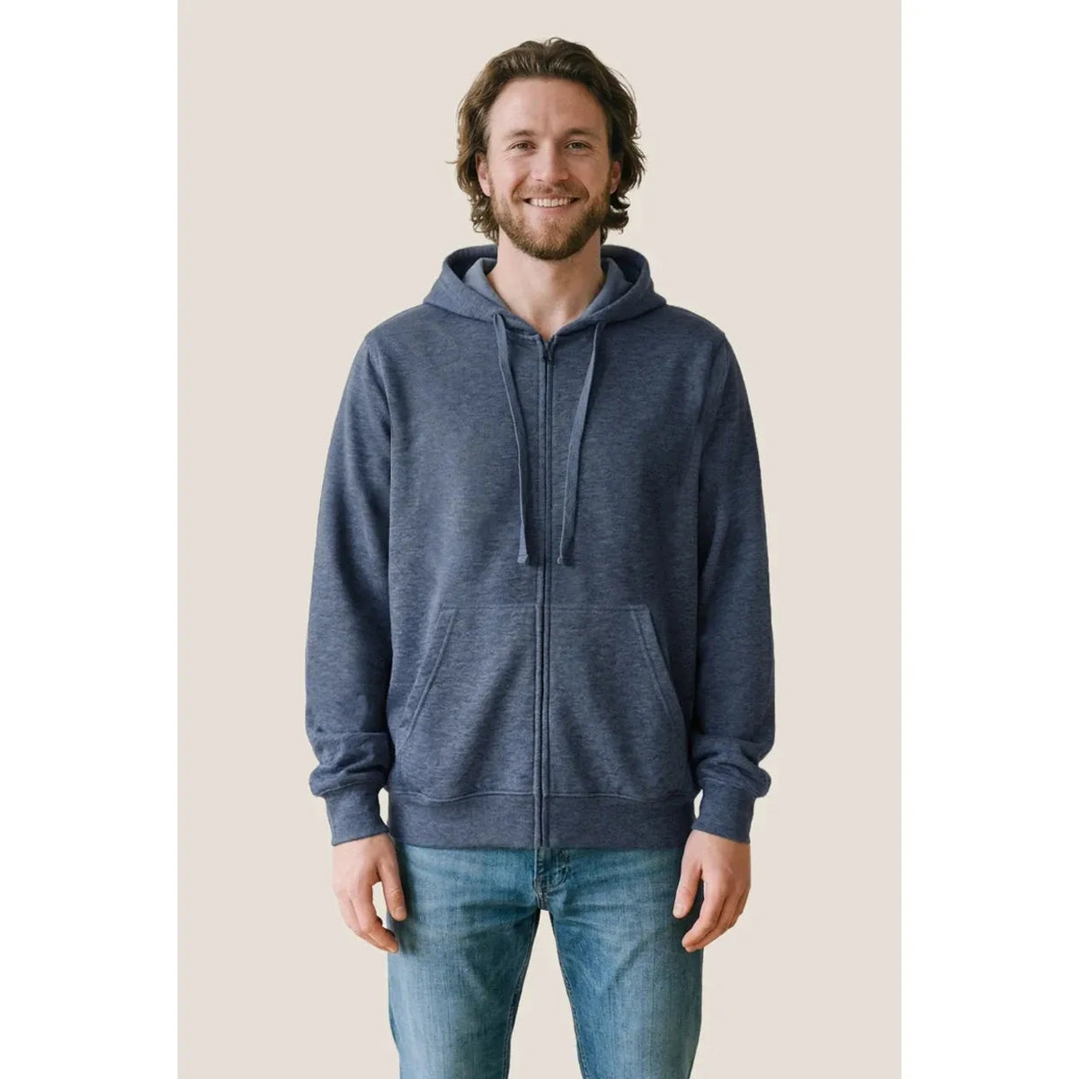 Custom Logo Initial Lightweight Full-Zip Hooded Sweatshirt