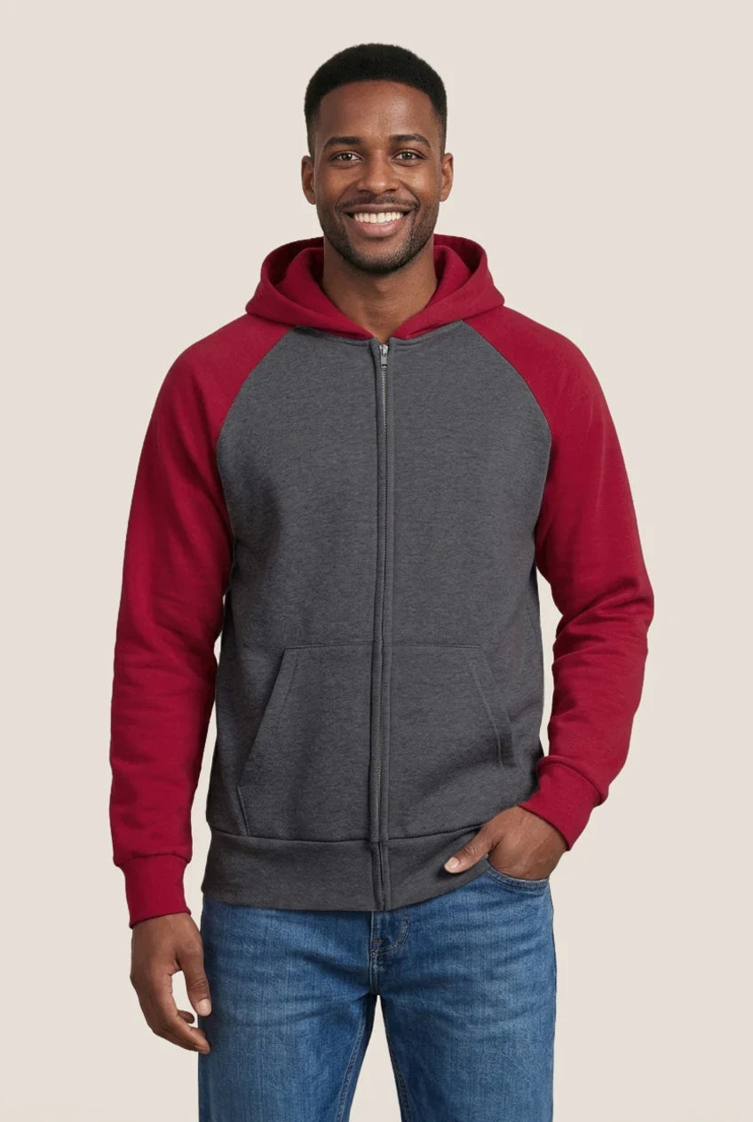 Custom Logo Ethica Raglan Hooded Full zip Sweatshirt