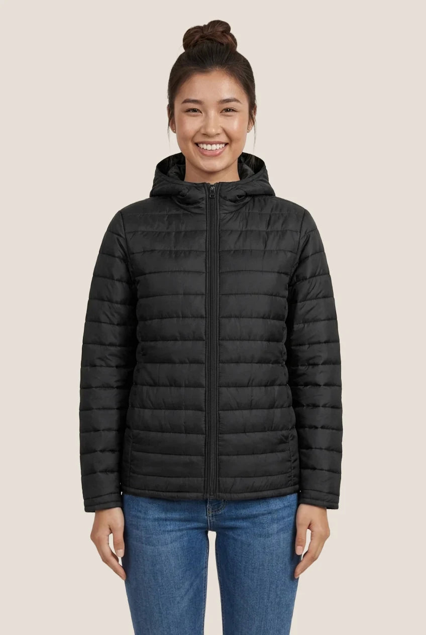 Custom Logo Ethica Hooded Quilted Jacket - Women