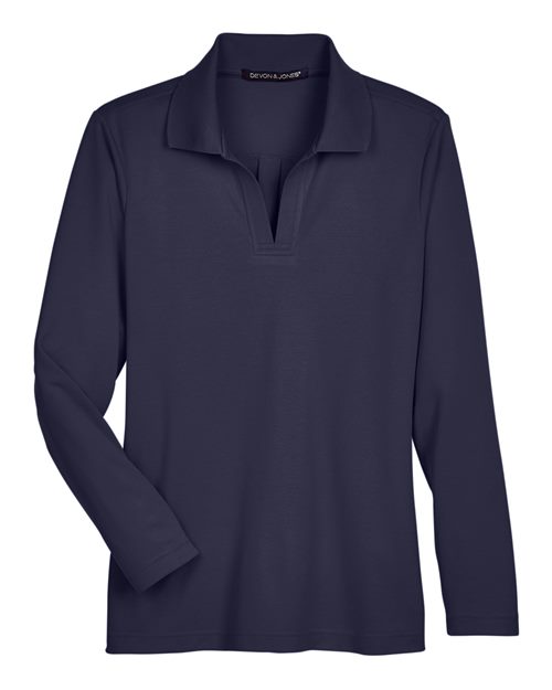 Devon & Jones Women's CrownLux Performance® Plaited Long Sleeve Polo
