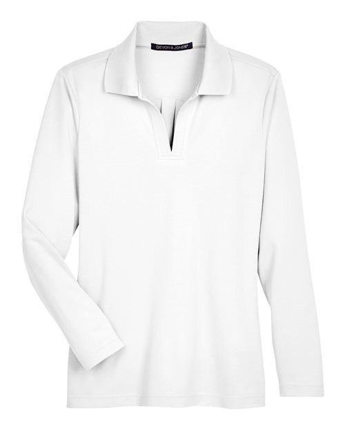 Devon & Jones Women's CrownLux Performance® Plaited Long Sleeve Polo
