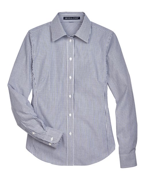 Devon & Jones Women' Crown Collection® Banker Stripe Woven Dress Shirt