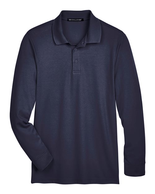 Devon & Jones Men's Tall CrownLux Performance® Plaited Long Sleeve Polo