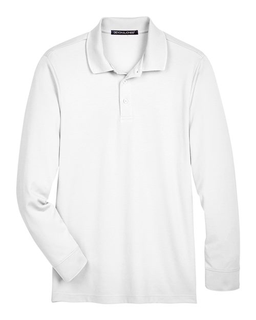 Devon & Jones Men's Tall CrownLux Performance® Plaited Long Sleeve Polo