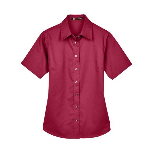 Women's Easy Blend™ Short Sleeve Twill Dress Shirt with Stain-Release