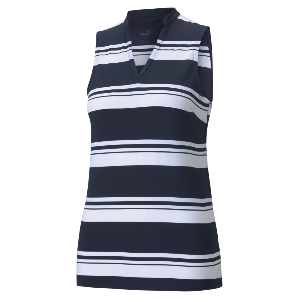PUMA CLOUDSPUN V Stripe Sleeveless Golf Polo - Womens