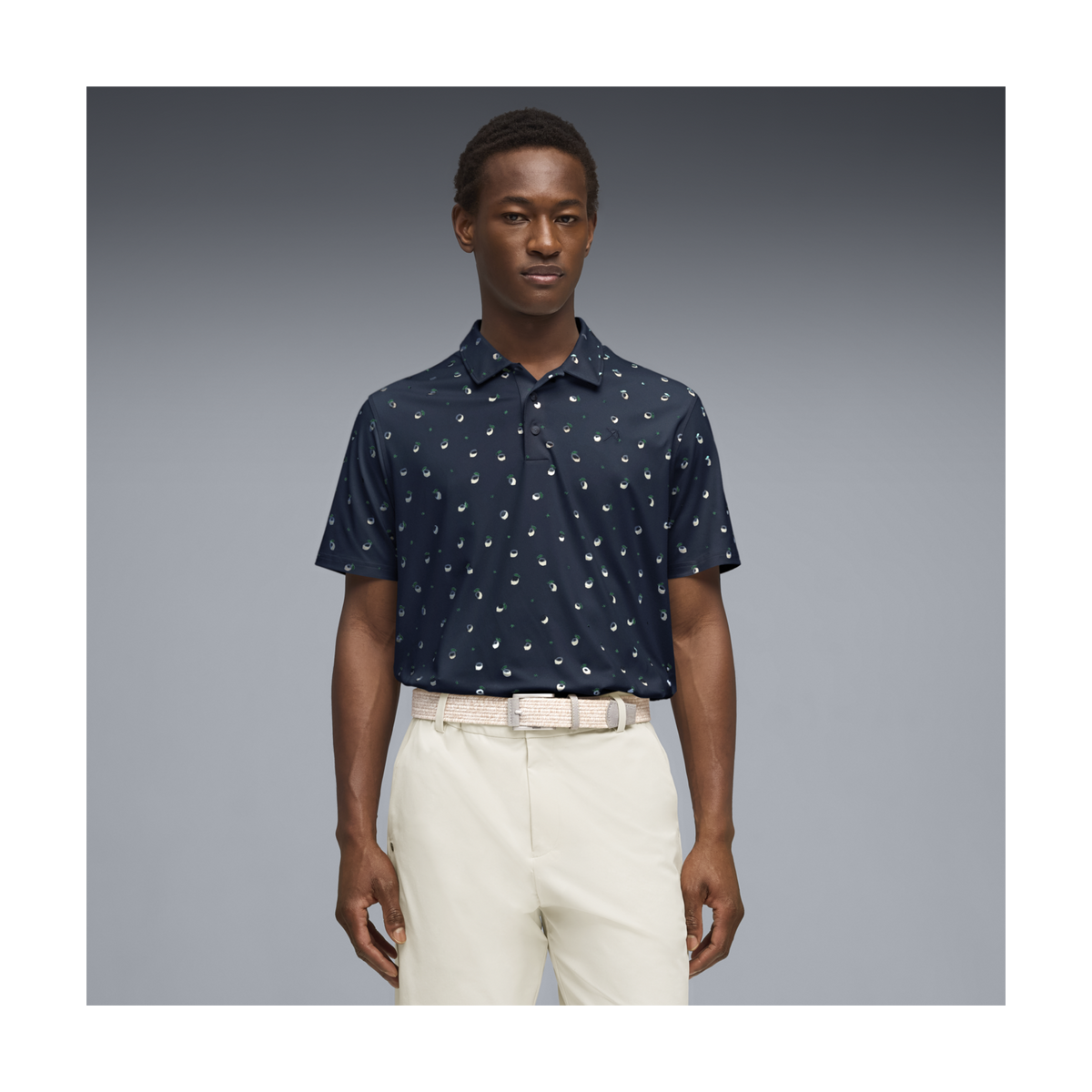 PUMA AP CLOUDSPUN Lemon Golf Polo - Men's - Deep Navy