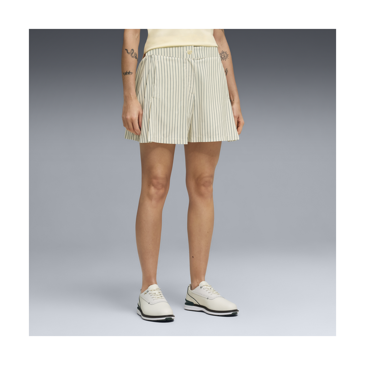 PUMA AP Pinstripe Golf Shorts - Women's - Alpine Snow