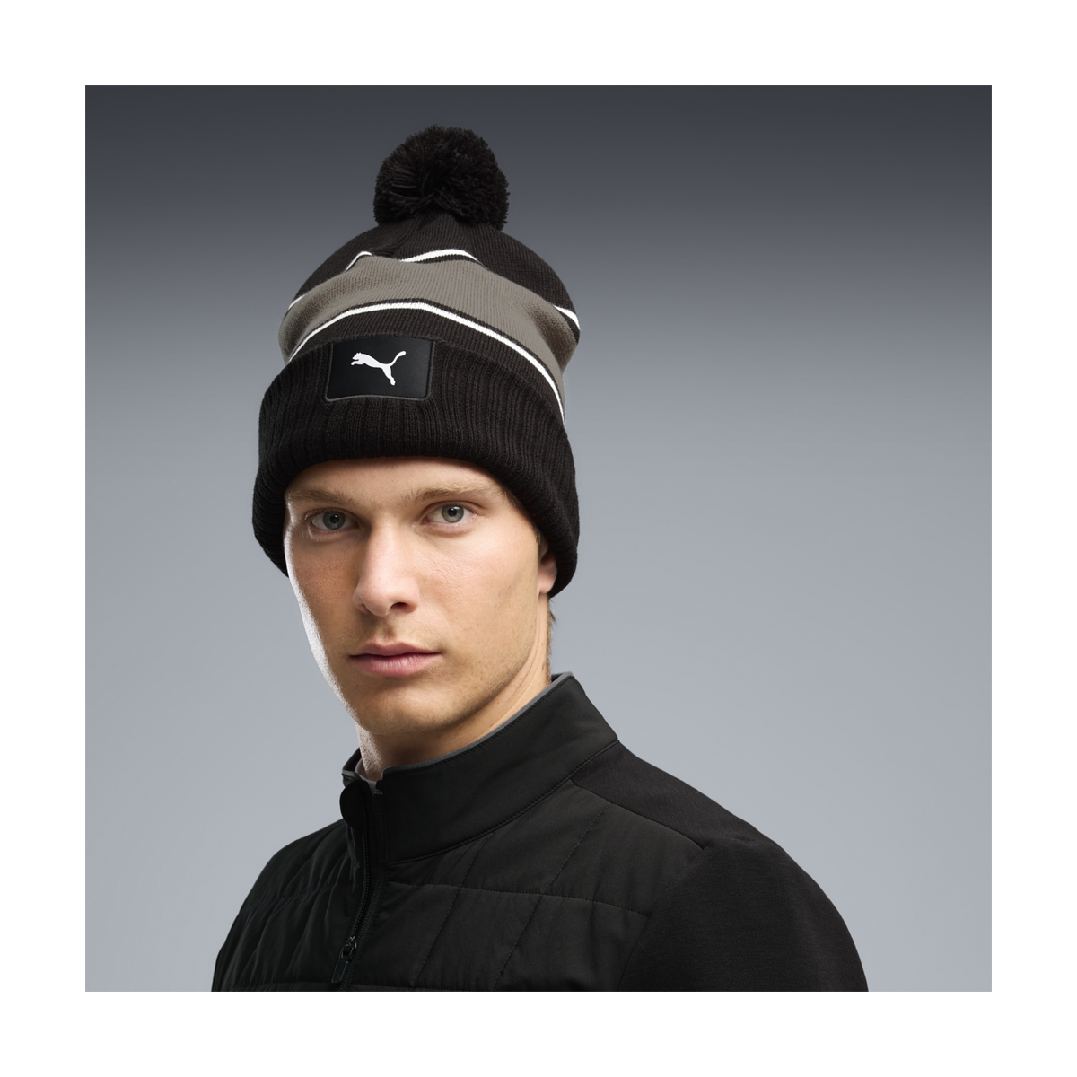PUMA Sport Pom Golf Beanie - Puma Black-Shady Gray
