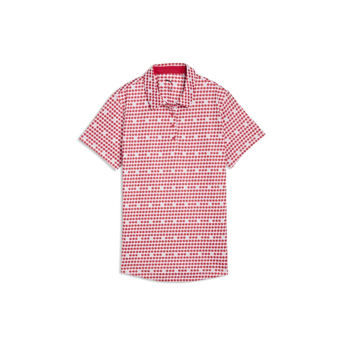 PUMA Maple Leaf Printed Golf Polo - Women's - White Glow-Strong Red