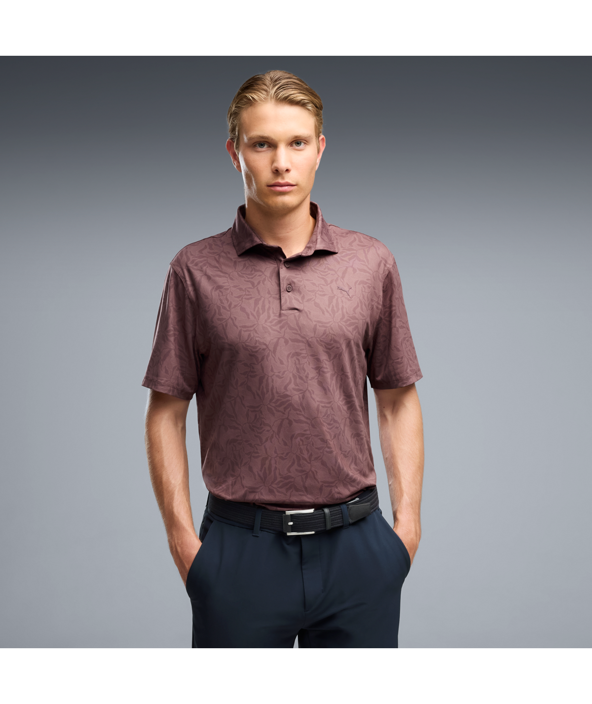 PUMA CLOUDSPUN Marine Botanical LC Golf Polo - Men's - Rich Cocoa