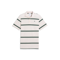 PUMA AP Pique Stripe Golf Polo - Men's - Jasmine Flower-Forest Green
