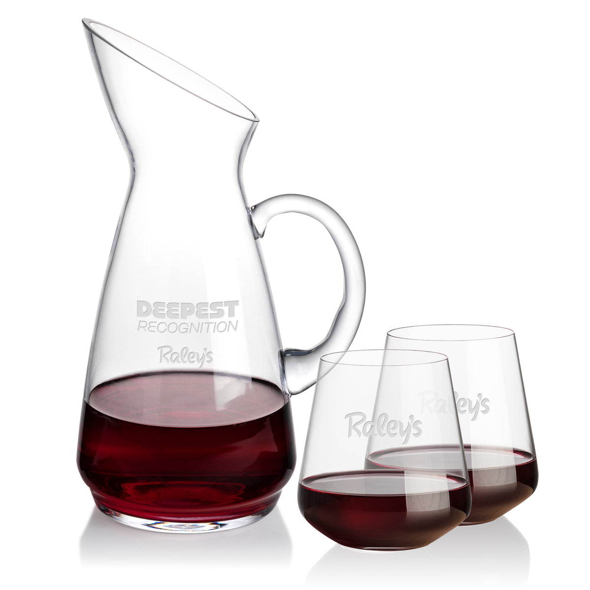 Custom Logo Taroni Carafe & Cannes Stemless Wine