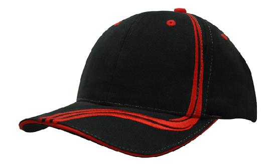 Custom Logo Headwear Canada Brushed Heavy Cotton with Waving Stripes on Crown & Peak
