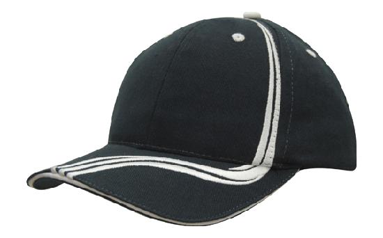 Custom Logo Headwear Canada Brushed Heavy Cotton with Waving Stripes on Crown & Peak