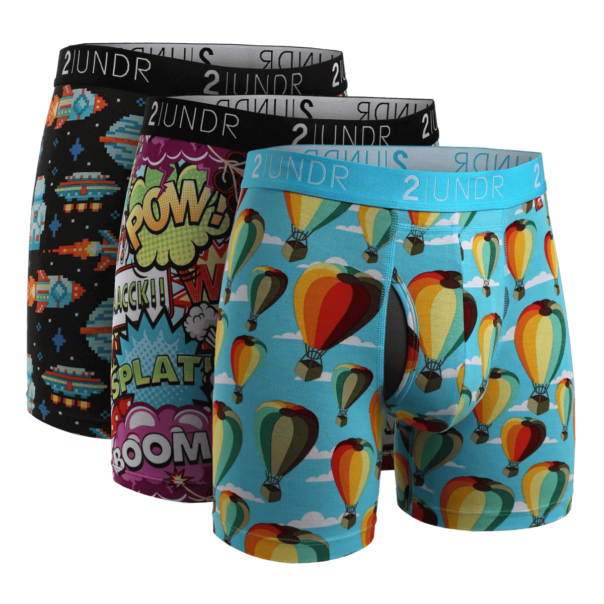 2UNDR 3 Pack - Swing Shift Boxer Brief - Galactica/Boom Time/Hot Air