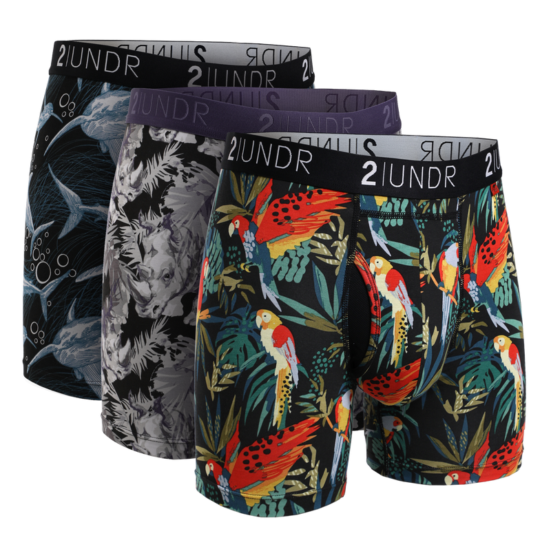 2UNDR 3 Pack - Swing Shift Boxer Brief - Great White/Rhino/Parrot