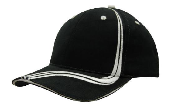 Custom Logo Headwear Canada Brushed Heavy Cotton with Waving Stripes on Crown & Peak