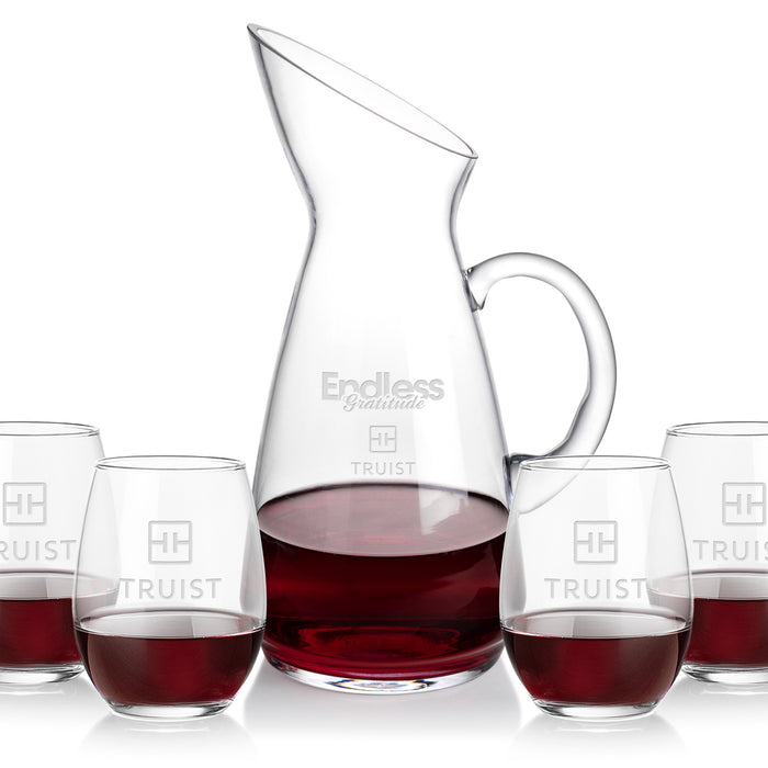 Custom Logo Taroni Carafe & Stanford Stemless Wine