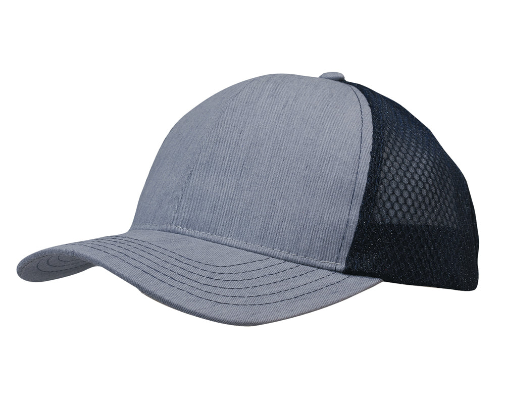 Custom Logo Headwear Canada Light Brushed Poly Cotton Marle with honeycomb mesh