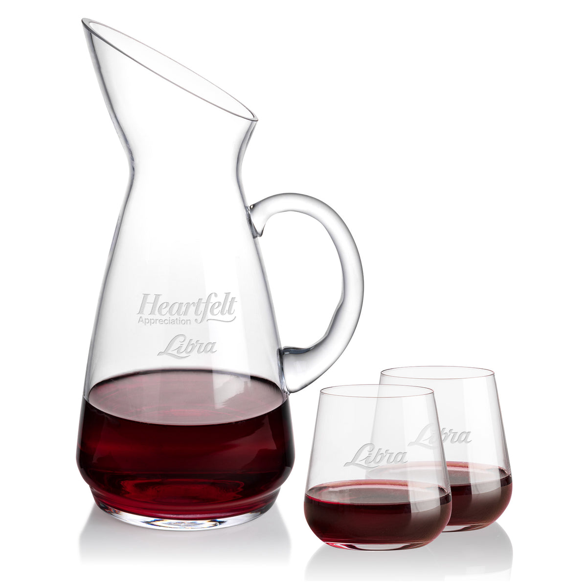 Custom Logo Taroni Carafe & Howden Stemless Wine