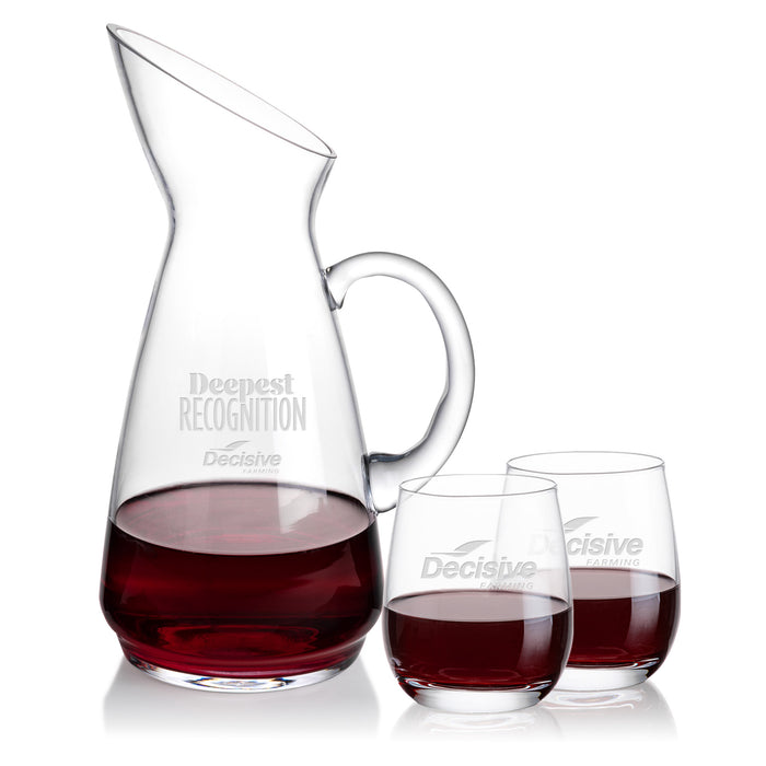 Custom Logo Taroni Carafe & Salem Stemless Wine