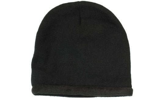 Custom Logo Headwear Canada Roll Down Acrylic & Polar Fleece Beanie - Toque