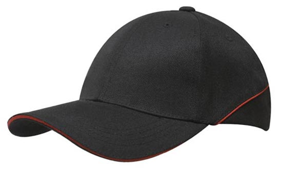Custom Logo Headwear Canada American Premium Twill with Sandwich Trim on Peak & Crown