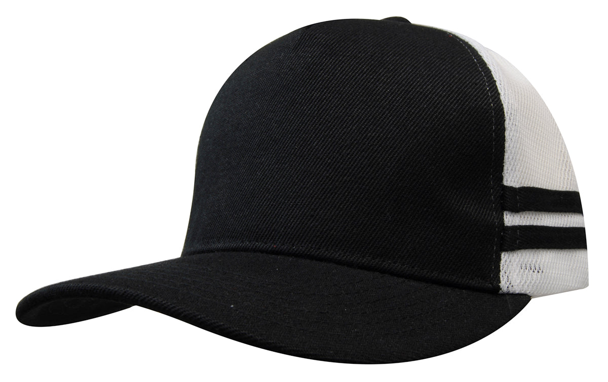 Custom Logo Headwear Canada American Premium Twill/Mesh Deep Fit Trucker with Stripes