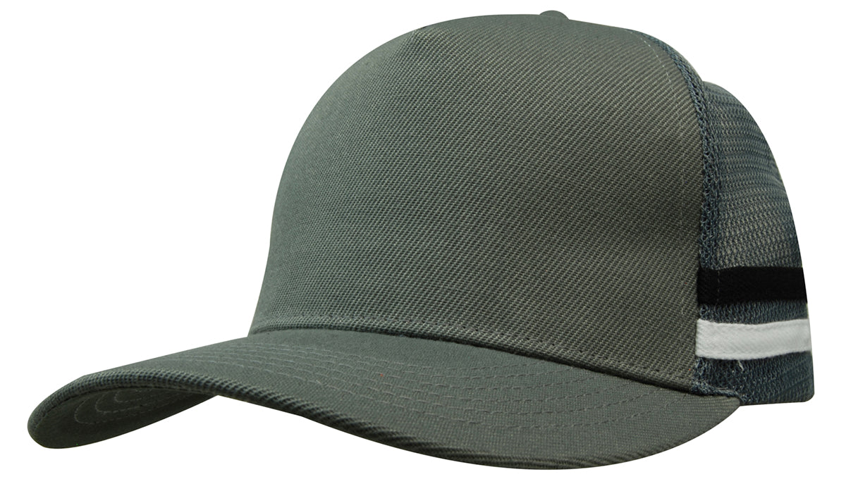 Custom Logo Headwear Canada American Premium Twill/Mesh Deep Fit Trucker with Stripes