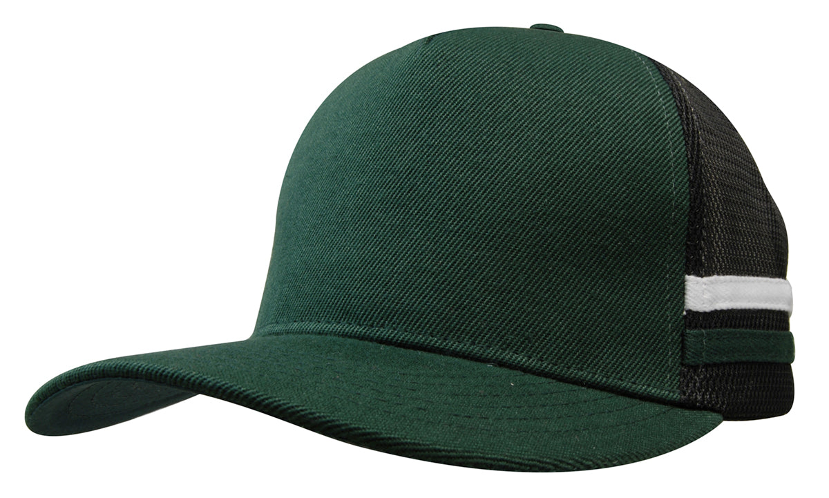 Custom Logo Headwear Canada American Premium Twill/Mesh Deep Fit Trucker with Stripes