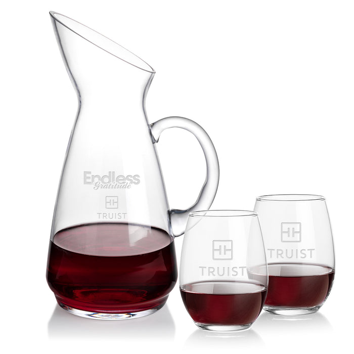 Custom Logo Taroni Carafe & Stanford Stemless Wine